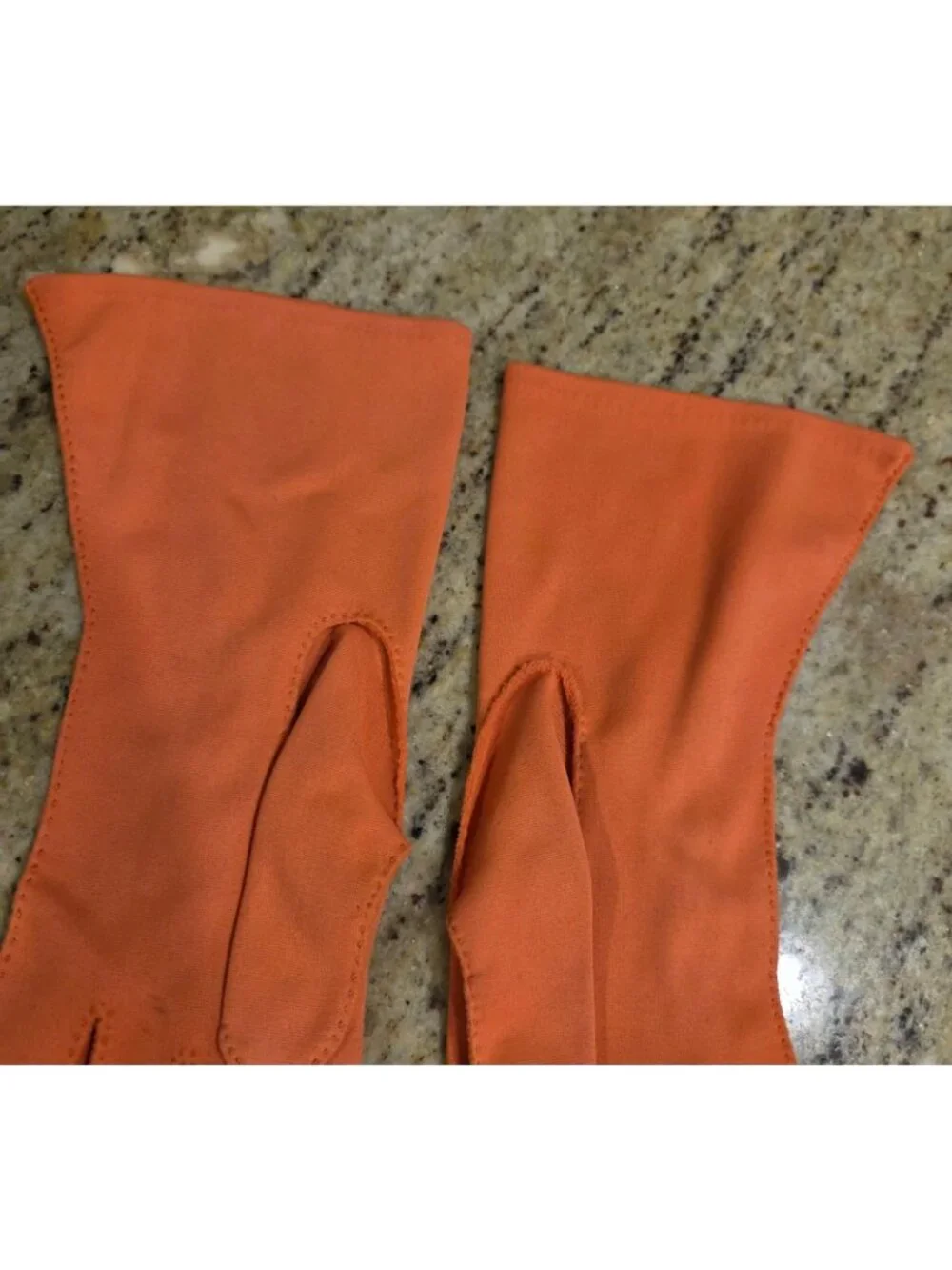 Vintage Womens Size XL XXL Pumpkin Orange Formal Stretch Nylon Gloves